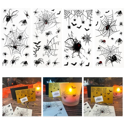 Sticker set spinnen mit netz - sticker,