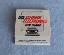 Streichholzheftchen "SHARP Electronics GmbH", 2000 Hamburg 1, Schreib Electronic