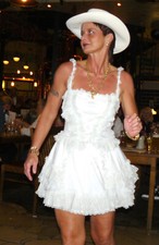 Sommer Kleid Weiß mit Spitze und Schnürung Westernhochzeit Gr S / 36-38