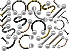 PIERCING PERL PEARL SEPTUM TRAGUS HELIX LIPPE OHR NASE HUFEISEN LABRET BARBELL