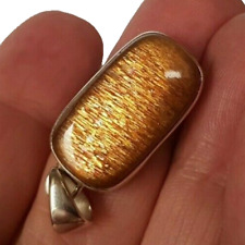 Anhänger Kettenanhänger 925 Silber natürlicher Goldener Sonnenstein Oval 3,3 cm