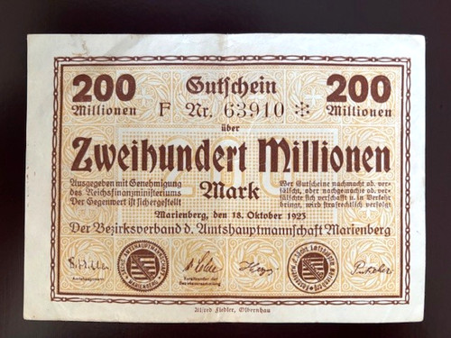 Notgeld 1923 marienberg 200 - notgeld,