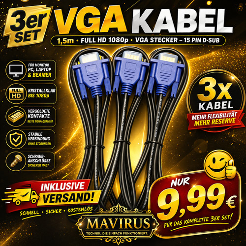 Vga kabel full - 3x, hd