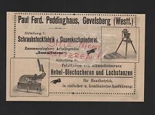 GEVELSBERG, Werbung 1909, Paul Ferd. Peddinghaus Schraubstock-Fabrik