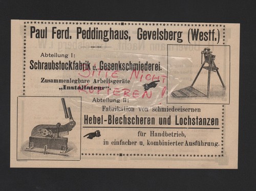 Gevelsberg werbung 1909 - werbung, 1909,