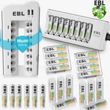 EBL wiederaufladbare AA AAA Ni-MH Akkus 800/1100/2800mAh/8 Steckplätze Ladegerät