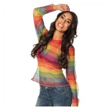 Regenbogen Netz Shirt Damen