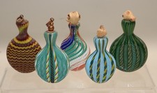 5 x Snuffbottle Murano Glas schöne Farbkombinationen Grün Braun bunt - S8