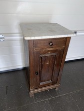Nachttisch Antik Massivholz mit Marmorplatte