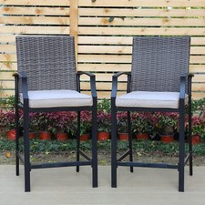  2x Barhocker Bistrohocke Barstühle mit Lehne Hocker Rattan-Korbstuhl