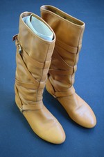 Gucci Leder Stiefel Schuh Slouch Boots Flach Heel Shoes Cognac Braun Italy 38