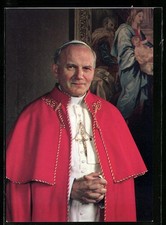 Papst Johannes Paul II. mit roter Soutane, Ansichtskarte 