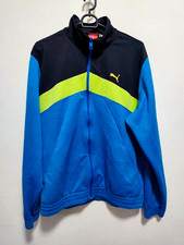 PUMA Sport - Vintage Trainingsjacke Herren Gr. M 48/50 Blau Schwarz Neon Gelb