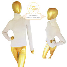 MERINO RIB PULLOVER by Wolford M Medium ecrue white Shirt Langarm mit Wolle