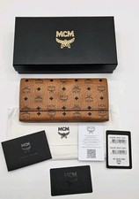 MCM Dreifach Gefaltete Brieftasche in Visetos - Guter Zustand - Cognac - Top 