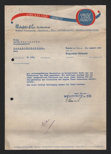 Rodach brief 1939 wehrfritz - 1939,,