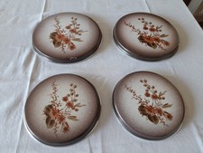 4 Stück Herdabdeckplatten  emailliert 60er Jahre mit Blumenmotiv