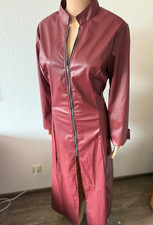 Langer Kunstleder Mantel in Bordeaux Rot, Gr. XL/2XL, neu ungetragen