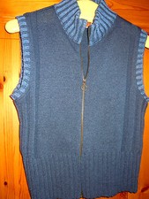 Hochw. chice ärmellose Weste Gr.40 Jeansblau Strickware v. EXPLORER mit RV TOP!