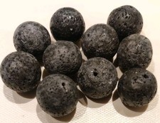  ❤️ 10 Stk. große Lava Perlen schwarz poliert ca. 18 mm ❤️Hobbyauflösung ❤️ #A