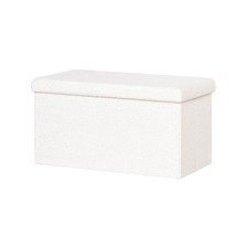 Sitzbank mit Stauraum faltbar, Bouclé Polsterhocker als Aufbewahrungsbank  Fu...