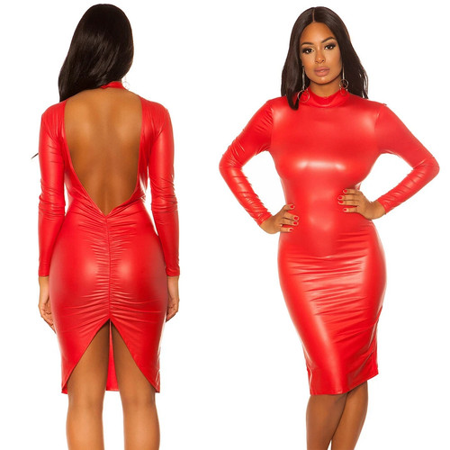 Rotes latex look - bodycon, kleid