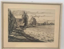 Zeichnung Flusslandschaft