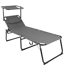 XXL Sonnenliege Gartenliege Liege Alu mit Dach anthrazit klappbar L200xB70cm