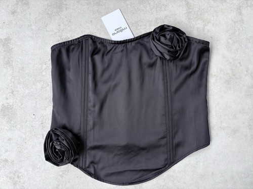 Elegante schwarz satin corsage - schwarz,