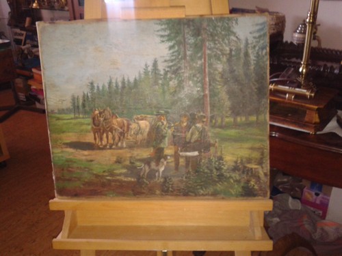 Altes gemälde holzfäller - altes,