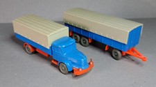 Wiking Krupp Titan Pritschen Hängerzug himmelblau Peilst. STAB 1955-56 wie NEU