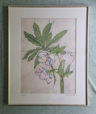 wunderschöne Seidenbatik Batik Bild mit Rahmen aus Nachlass floral 40  x 50 cm