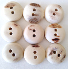 9 Trachtenknöpfe echte Hirschhornknöpfe Weiß 18 mm Jackenknöpfe