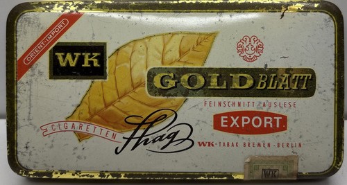 Alte gold blatt blechdose - wk,