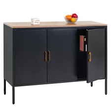 B-Ware Kommode MCW-L84, Sideboard Anrichte, Metall 90x120x40cm, Melamin schwarz