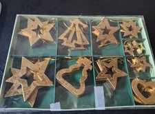 20-teilig Christbaumschmuck Holz gold Stern Baum Herz