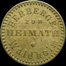 WERTMARKE: 2 Pfennig. HERBERGE