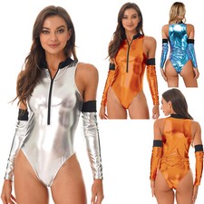 iEFiEL Damen Metallic Bodysuit