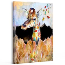 Leinwand Bild Giraffe Abstrakt Bunt Design Wandbilder XXL Wohnzimmer Modern 3221