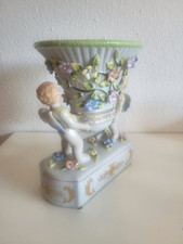 Große Neundorf Porzellanschale Putten, Blüten Barock, Jardiniere, ca. 26 cm H