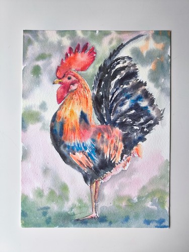 Aquarell bild hahn - hahn., vogel