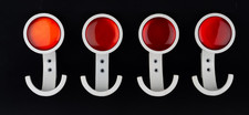 4x 70er Jahre Space Age Retro Kleiderhaken / Garderobenhaken Metall Weiß Rot