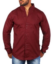 Carisma Herren Uni langarm Stehkragen Hemd einfarbig Basic H-902-regular fit