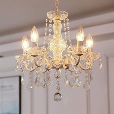 Saint Mossi Kristall Kronleuchter 5 Flammig Vintage Design Hängeleuchte Lampe