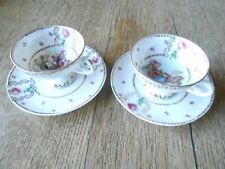 2 Mokkatassen mit Unterteller  Bienenkorb/Bindenschild  Oskar Schlegelmilch Suhl