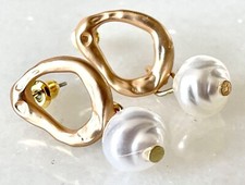 NEU LUXUS DESIGNER OHRRINGE OHRSCHMUCK PERLENOHRRINGE EDEL TOPP GOLD KLASSIKER