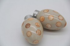 2er Set Endstück Gardinenstange Eiform Ikea sand mit beigen Punkten