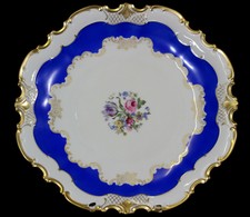 REICHENBACH - Teller PRUNKTELLER - BAROCK - BLAU GOLD - Blumenbukett - 31,5cm 