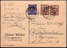 SBZ Ostsachsen Werbekarte aus Kreischa 5.6.46 nach Faurndau bei Göppingen