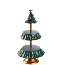 Etagere Weihnachtsbaum Metall 2 Etagen dunkelgrün 33,5 cm Deko